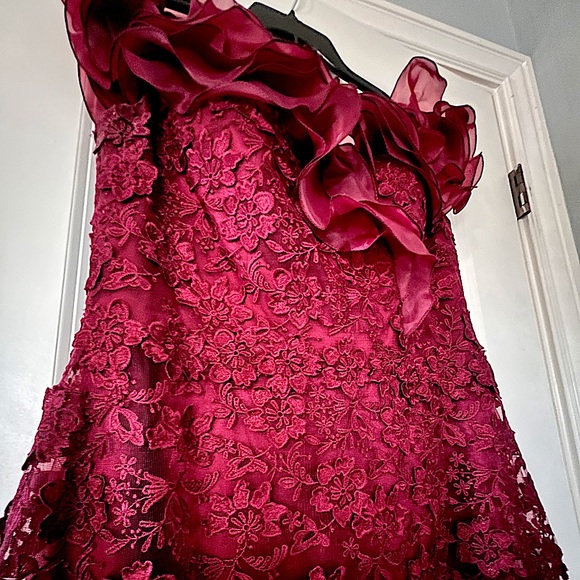MOTHER OF THE BRIDE Montage by Mon Cheri Cranberry Lace/Organza Gown #119931 - Picture 6 of 10
